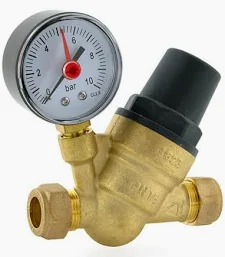 Pressure reducing valve with gauge
